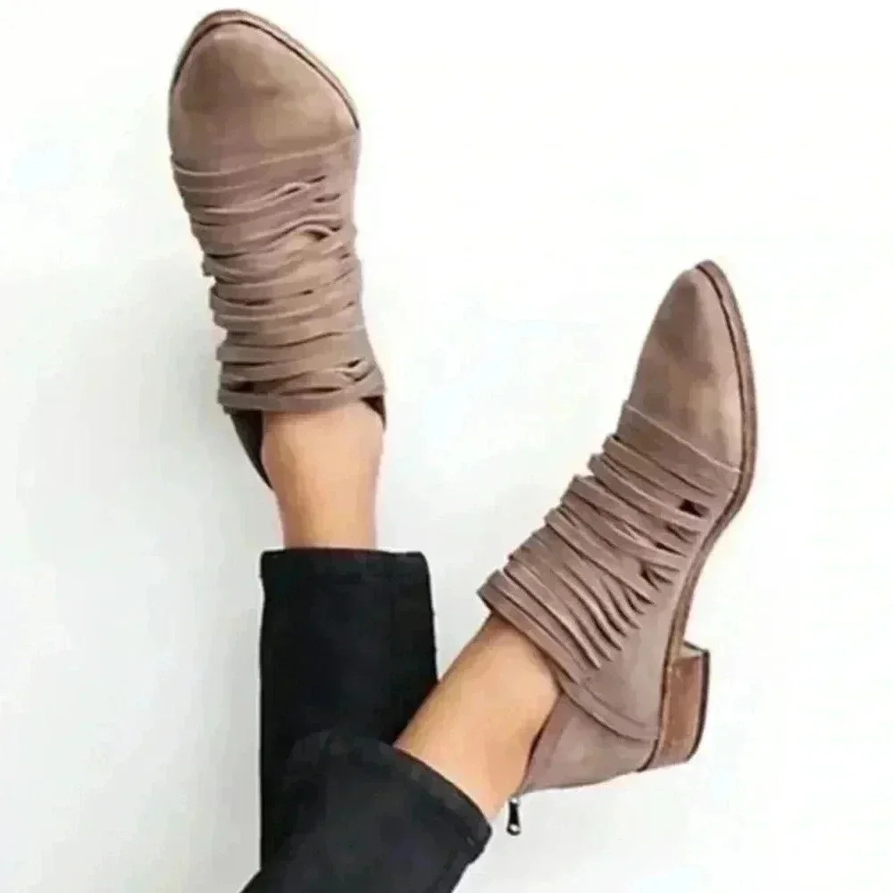 Free People Lost Valley leather strappy ankle boot size 37 US 6.5‎